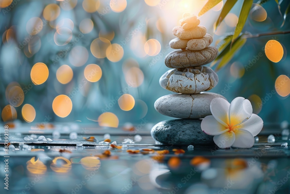Obraz premium Zen spa still life with bamboo and stones.