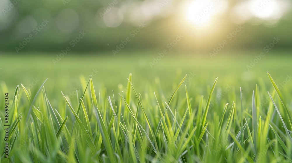 Serene Green Lawn Bathed in Golden Sunlight Serene Green Lawn Bathed in Golden Sunlight