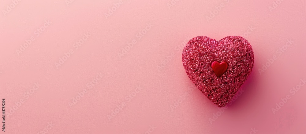 Valentine s card concept with a heart shape on a lovely background from a top view providing copy space for text
