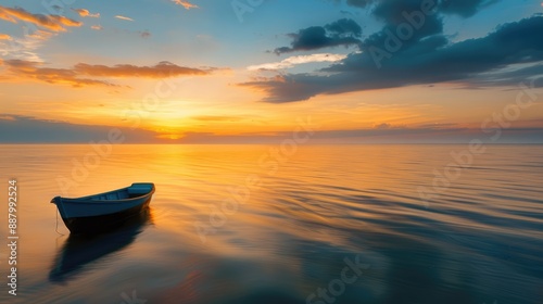 Serene Sunset Scene with Two Boats Over Water © Volodymyr Skurtul