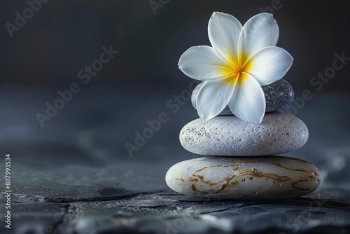 Zen spa still life with stones and flowers.