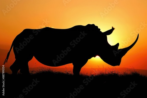 African rhino silhouette photo