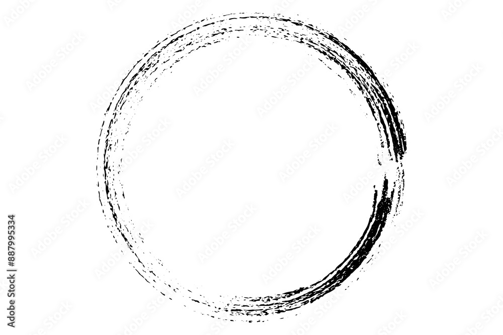 Hand drawn brush stroke black round frame border Hand drawn brush stroke black round frame border
