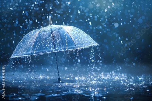 Transparent Umbrella in a Heavy Rainstorm at Night © Cris