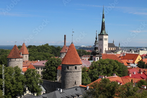 Wallpaper Mural View, from a viewpoint in central Tallinn, towards the old medieval part of the city, full of old historical buildings, Estonia Torontodigital.ca