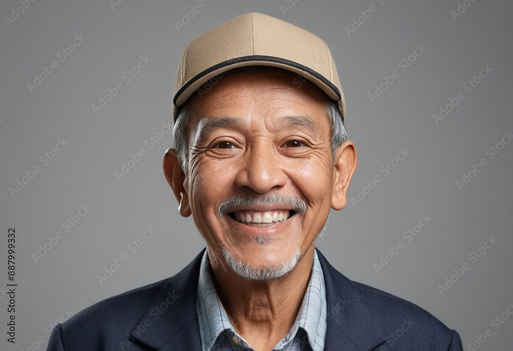 Portrait view of a regular happy smiling Brunei old man, ultra realistic, candid, social media, avatar image, plain solid background Portrait view of a regular happy smiling Brunei old man, ultra realistic, candid, social media, avatar image, plain solid background