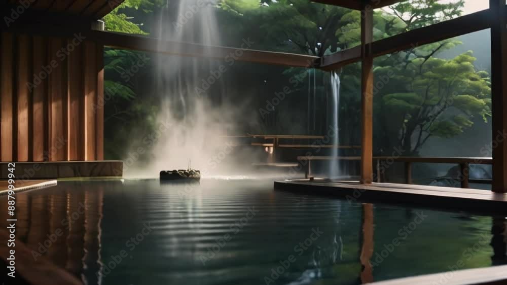 A view of a hot spring in Japan