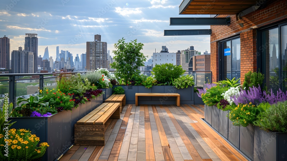 Urban Rooftop Garden with Stunning Cityscape Views