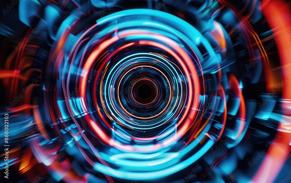 Obraz premium Futuristic Light Tunnel with Motion