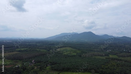 The aerial view of the mountains in South Kalimantan looks very beautiful, filled with dense forests photo