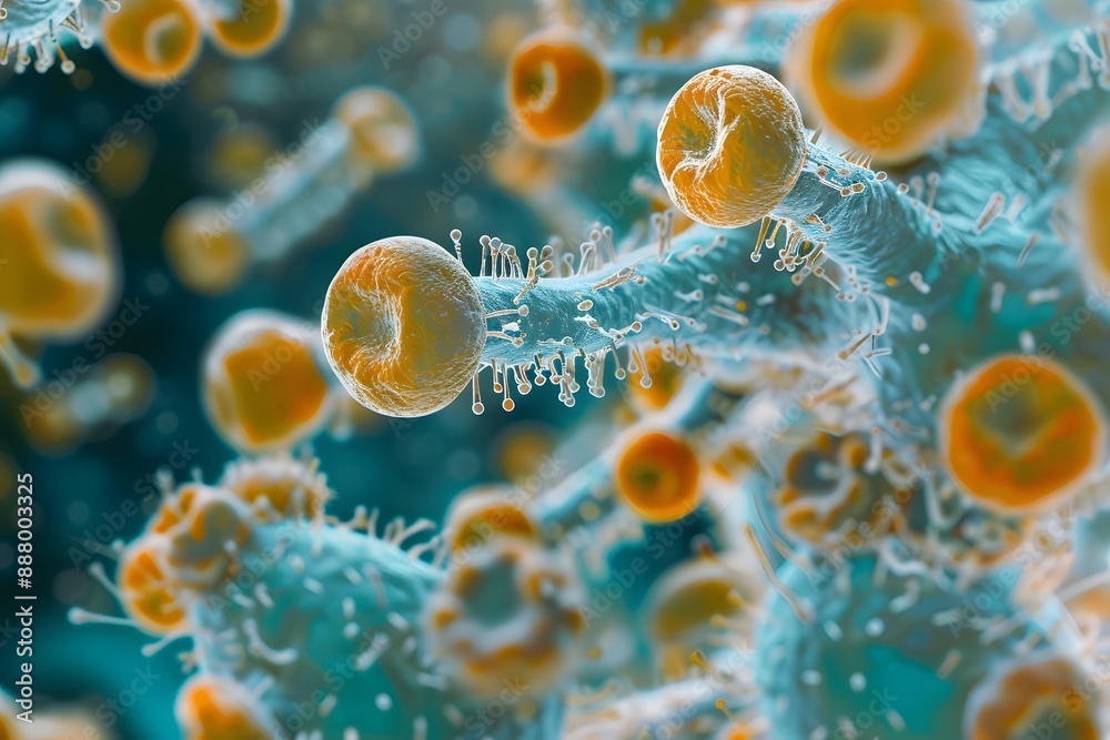 Obraz premium Close-Up View of Cannabis Trichomes Under a Microscope