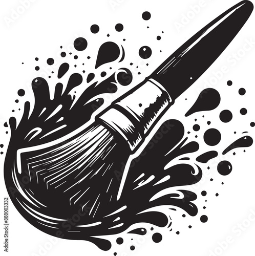 Art Brush Vector Illustration Silhouette. paintbrushes with different tip shapes, plastic and wooden handles