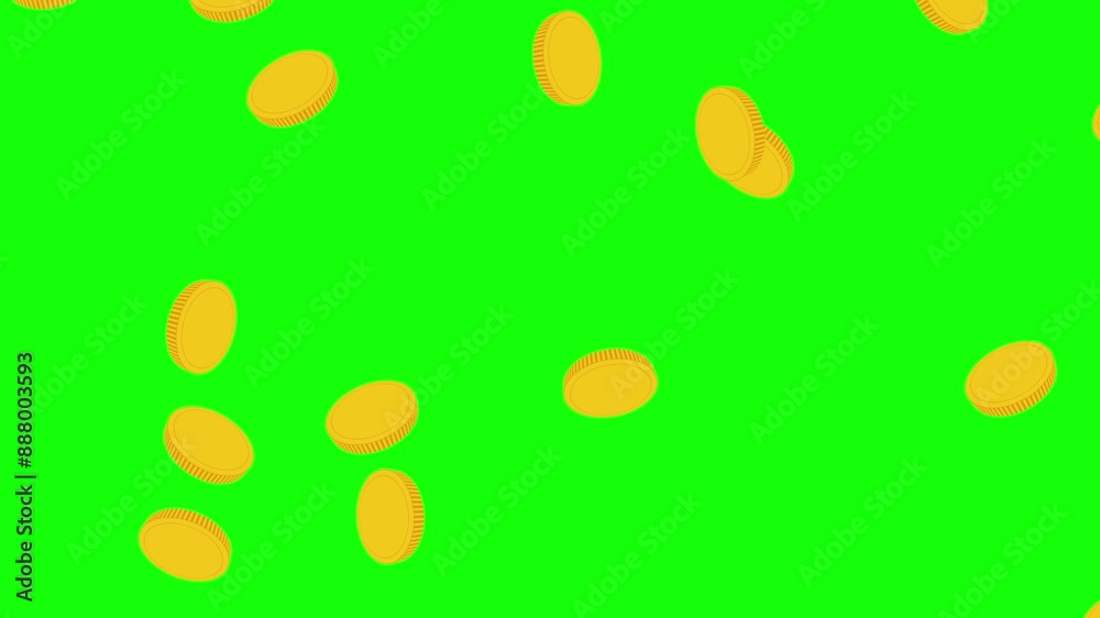 小さいコインが舞い落ちる素材(グリーンバック) 小さいコインが舞い落ちる素材(グリーンバック)
