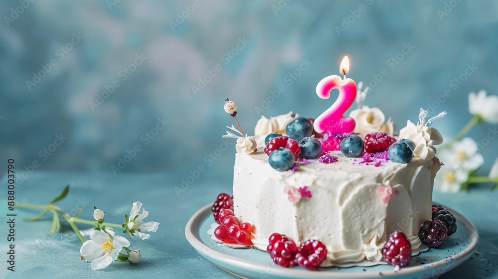 birthday cake with candle 2 