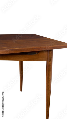 Vintage dining table with extraordinary grain pattern. 1950s Midcentury Modern walnut furniture.