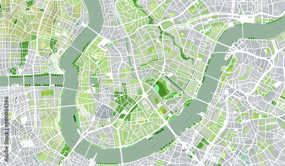 Detailed Green and White Urban Map Detailed Green and White Urban Map