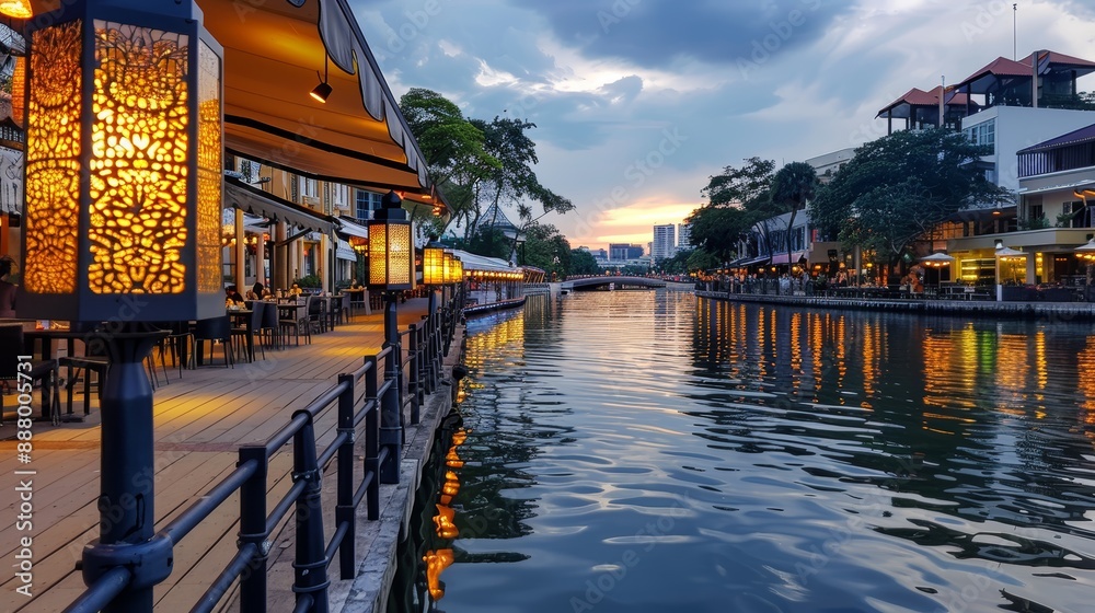 Obraz premium Taking a stroll through the picturesque Clarke Quay, [nightlife hub], [dining and entertainment]