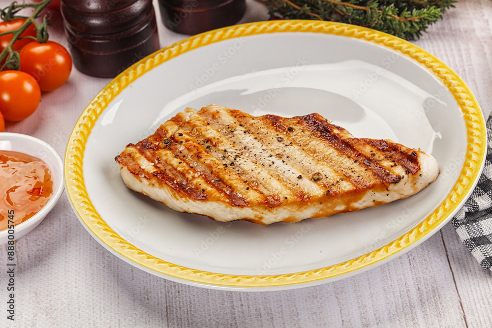 Grilled turkey fillet steak with sauce Grilled turkey fillet steak with sauce