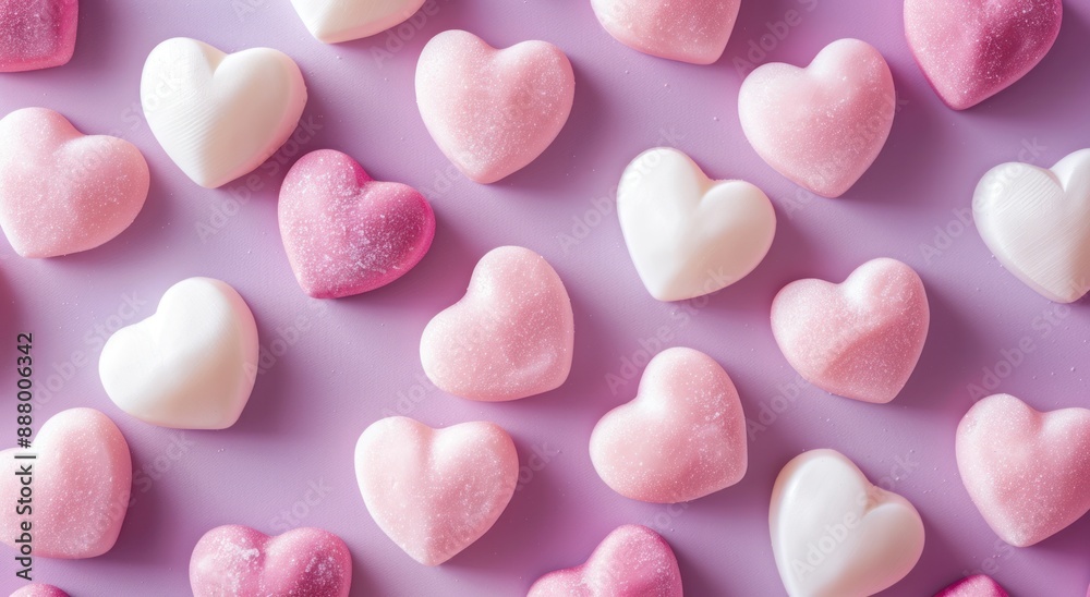 Pink and White Hearts on Lavender Background Pink and White Hearts on Lavender Background