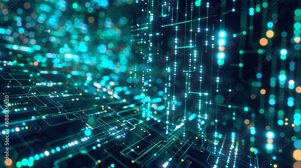 An abstract background of glowing digital circuits, representing the infrastructure of modern digital technology and AI An abstract background of glowing digital circuits, representing the infrastructure of modern digital technology and AI