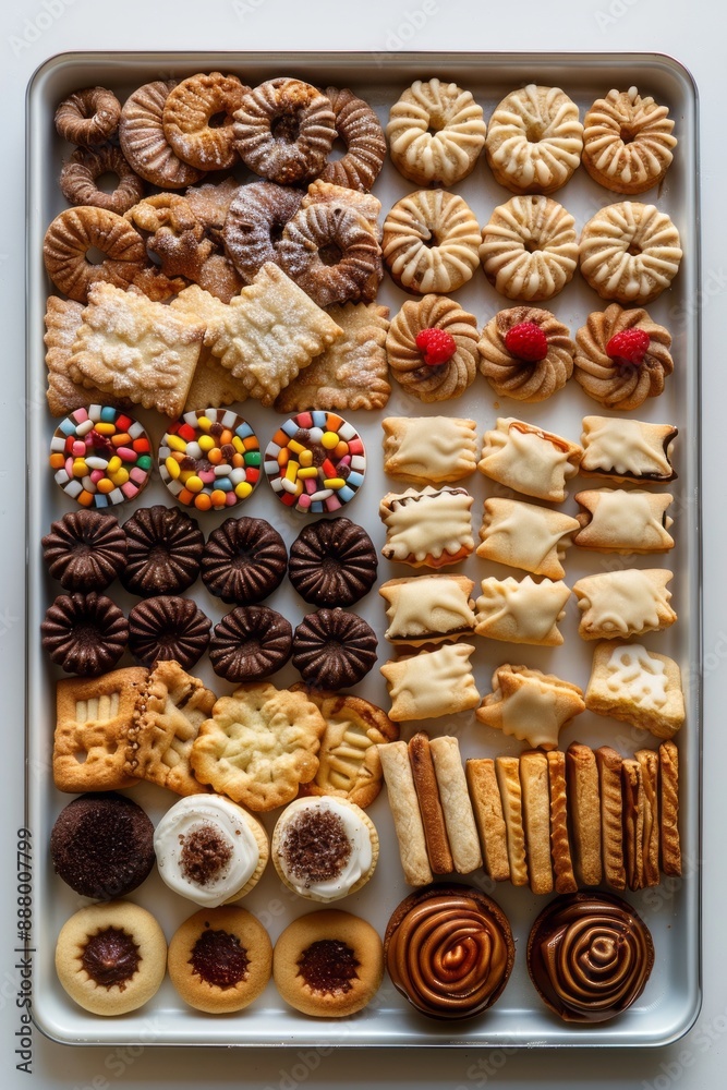 An Assortment of Homemade Cookies on a Baking Sheet An Assortment of Homemade Cookies on a Baking Sheet