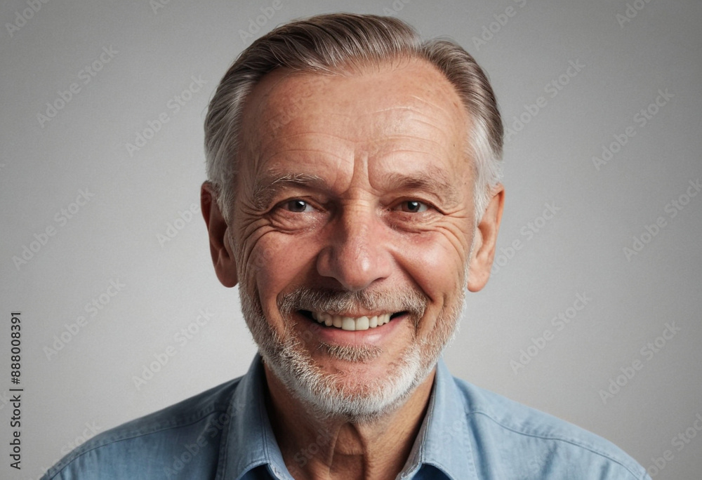 Portrait view of a regular happy smiling Croatia old man, ultra realistic, candid, social media, avatar image, plain solid background