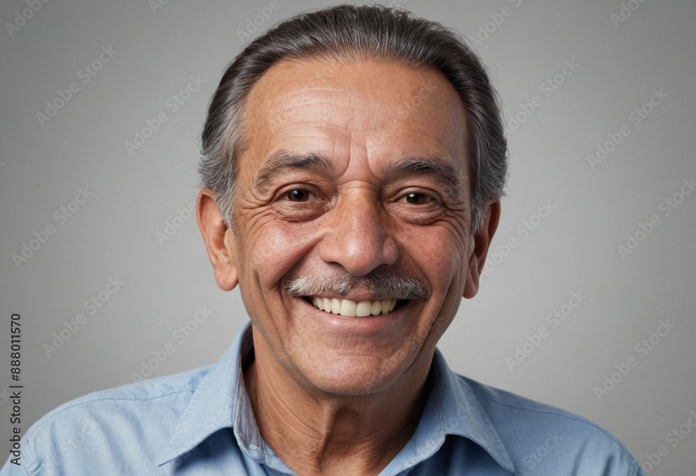 Obraz premium Portrait view of a regular happy smiling Honduras old man, ultra realistic, candid, social media, avatar image, plain solid background
