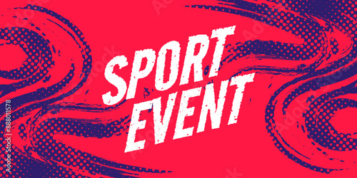 Abstract Sport Background with Red and Blue Brush Texture and Halftone Effect. Retro Grunge Background for Banner or Poster Design