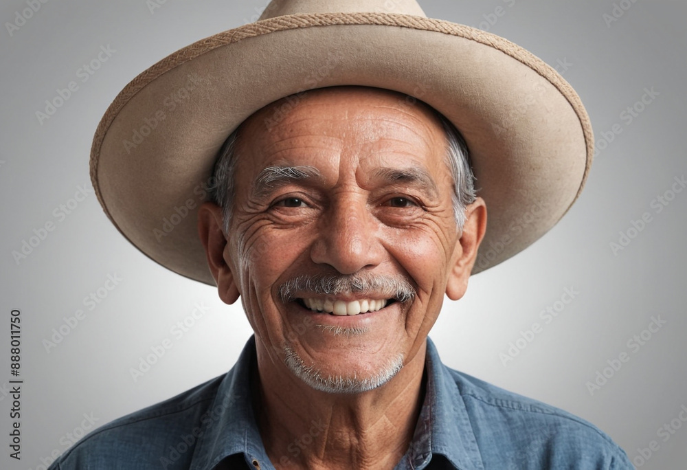 Portrait view of a regular happy smiling Mexico old man, ultra realistic, candid, social media, avatar image, plain solid background Portrait view of a regular happy smiling Mexico old man, ultra realistic, candid, social media, avatar image, plain solid background