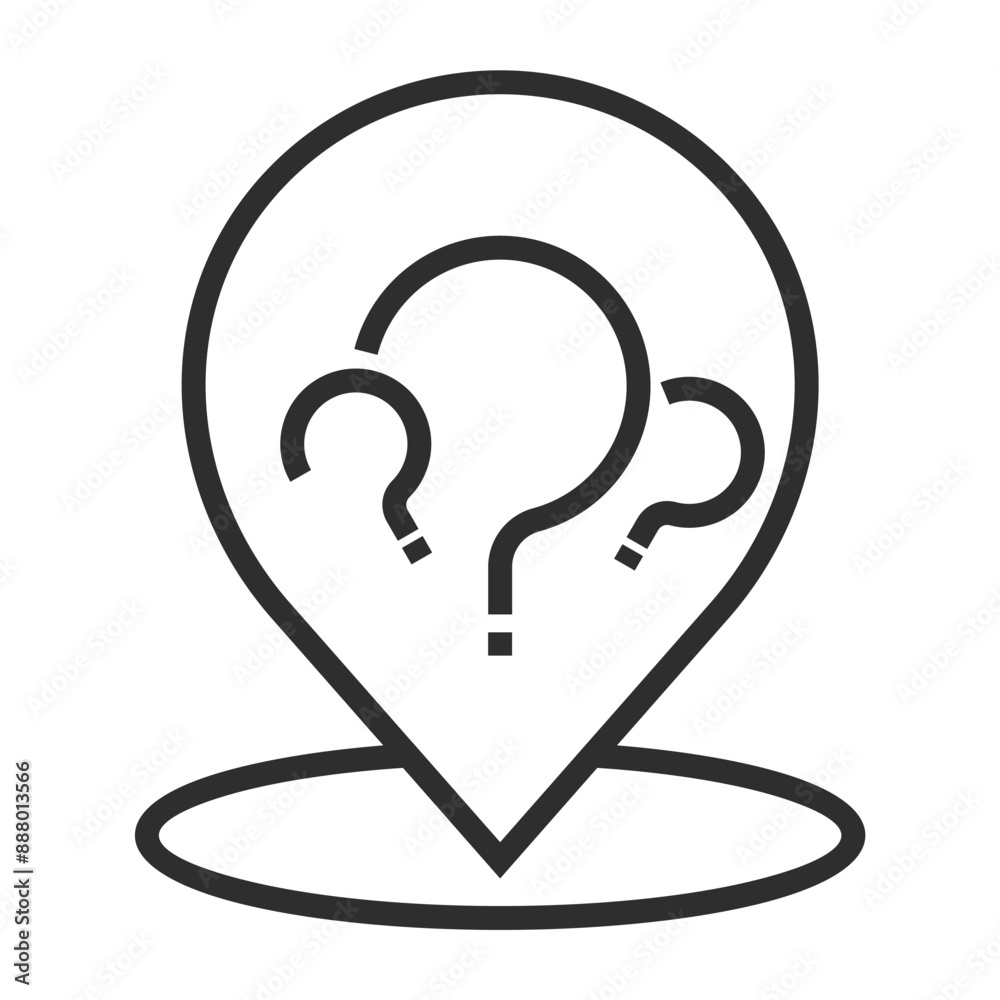 Question and drop place outline icon, editable vector illustration and transparent graphic element. Isolated on white background Question and drop place outline icon, editable vector illustration and transparent graphic element. Isolated on white background