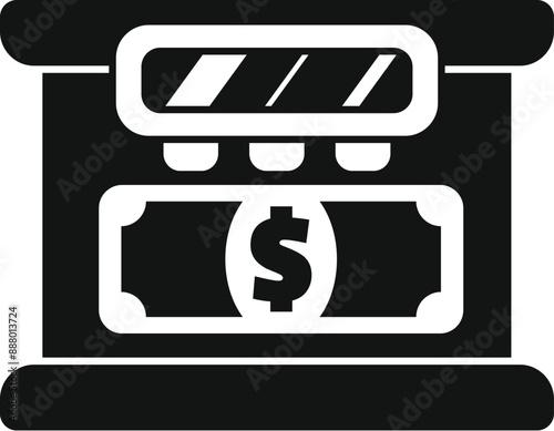Simple atm cash machine with dollar bill being accepted