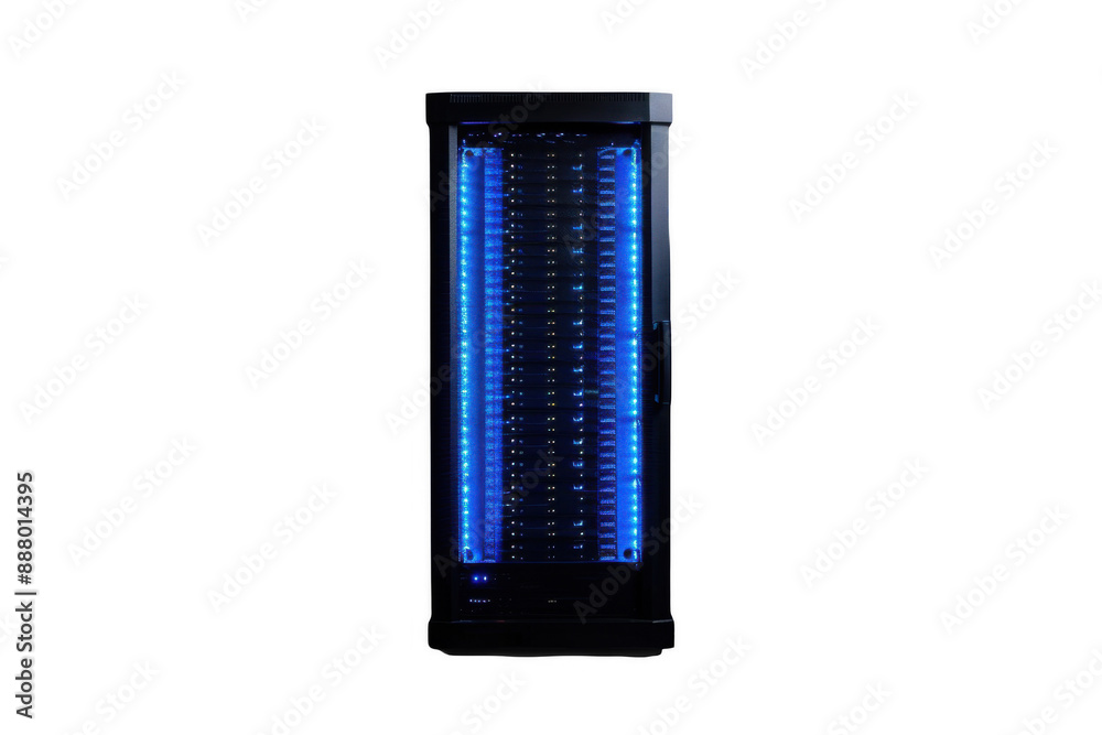 Black Server Rack with Blue Lights Black Server Rack with Blue Lights