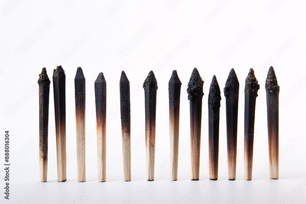 a row of matches with burnt ends a row of matches with burnt ends