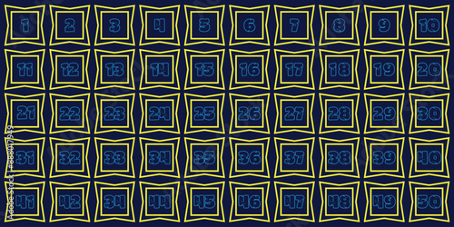 Design number 1 to 50 premium digital yellow blue square icon