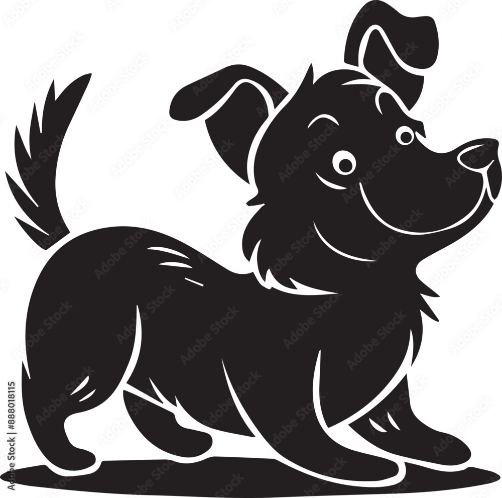 Cute dog silhouette vector style with white background
