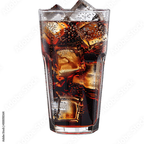 Cola in cute glass with ice cubes isolated on white background including clipping path photo