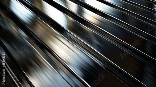 High-speed photography of stainless steel metal slats, abstract, motion blur, blurred background