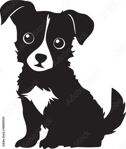 Cute dog silhouette vector style with white background