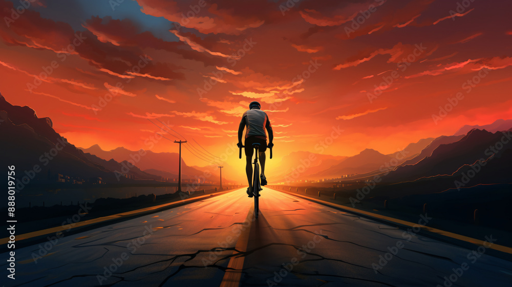 a man riding a bicycle on a road a man riding a bicycle on a road