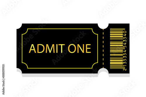 Golden premium admit one ticket with barcode