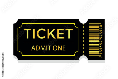 Golden premium admit one ticket with barcode