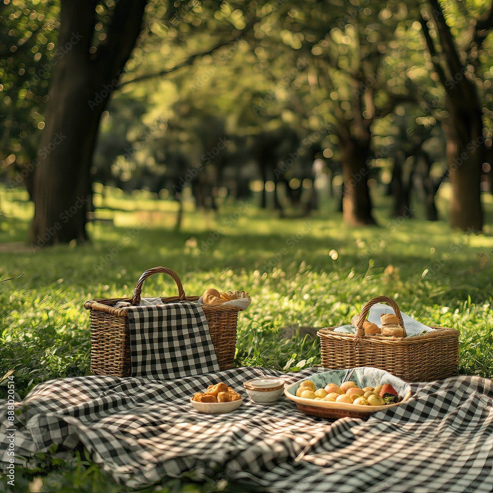 Delightful Picnic Spread in a Sunlit Park Delightful Picnic Spread in a Sunlit Park