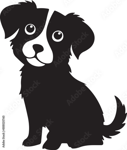 Cute dog silhouette vector style with white background