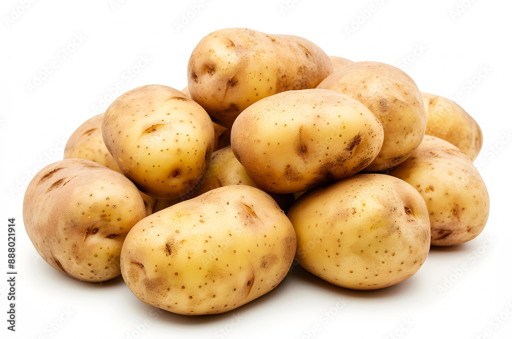 View of some tasty vegetable potatoes on white background View of some tasty vegetable potatoes on white background