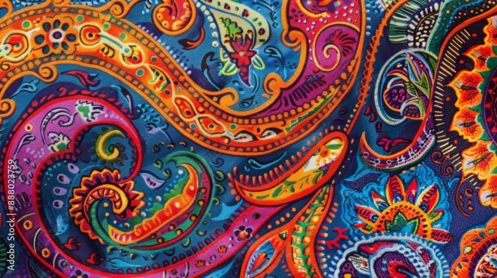 Colorful Paisley Pattern Fabric Texture. Colorful Paisley Pattern Fabric Texture.