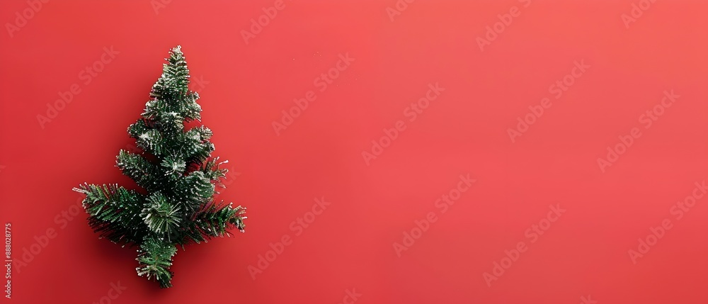 simple red background with small christmas tree simple red background with small christmas tree