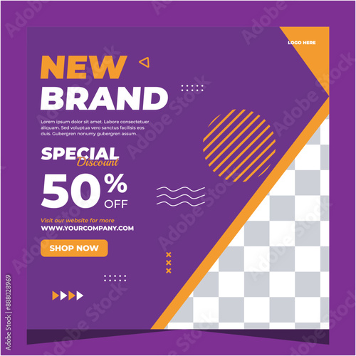 Big sale, New brand vector for social media ads, web ads, business messages, discount flyers and large sale banners. Social media post template design.