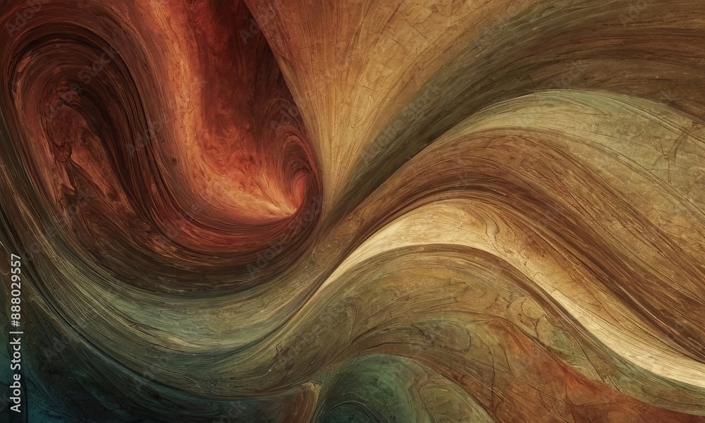 Obraz premium A painting of a wave with a red and brown color scheme