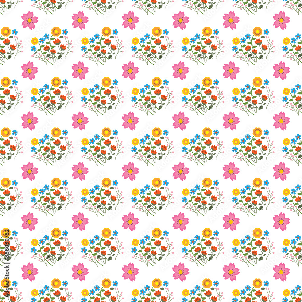 Hand drawn pattern design for springtime season Hand drawn pattern design for springtime season