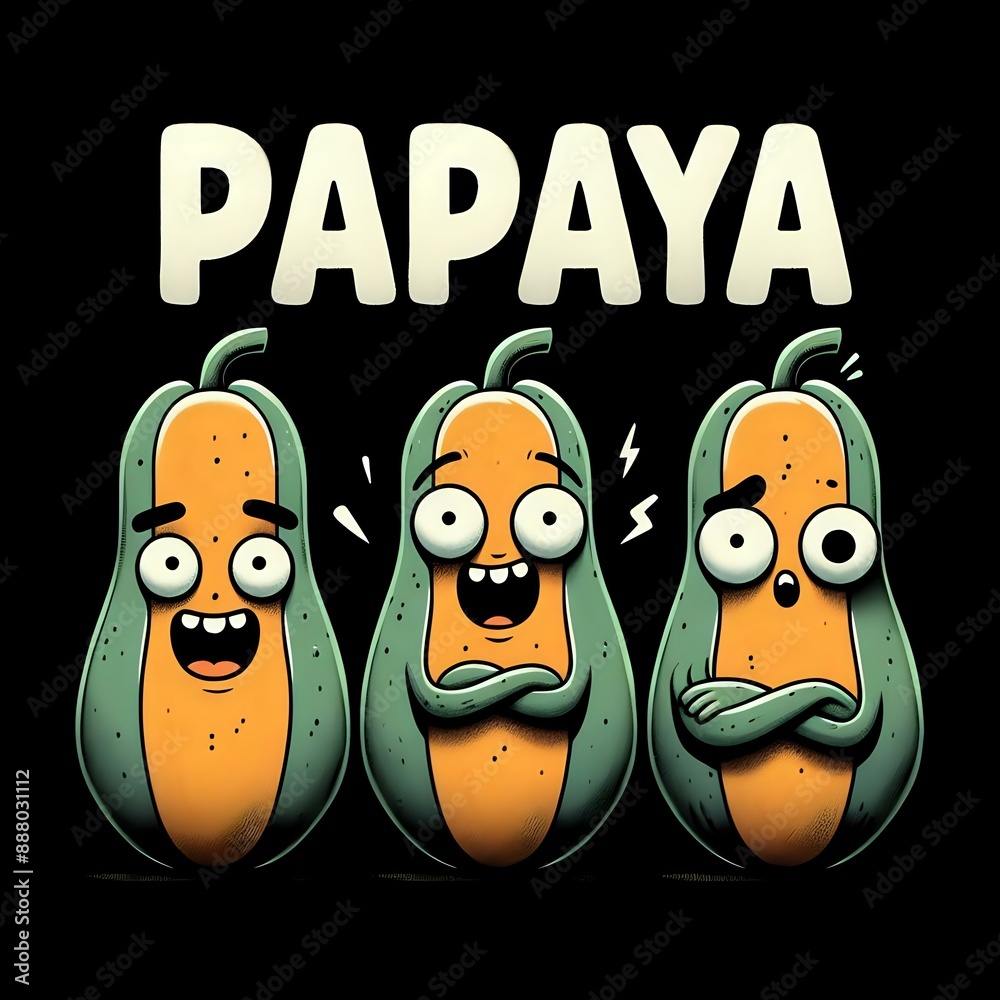 Fototapeta premium Trio of Cartoon vegetable with Personality